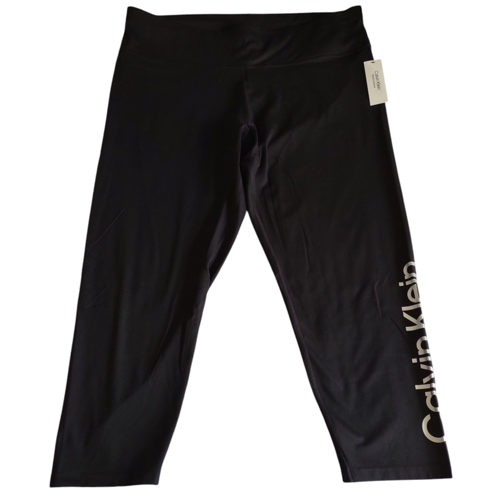Calvin Klein Performance 3X Stretch Wick Leggings Silver Spellout